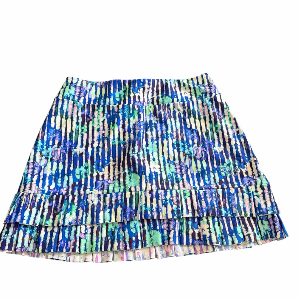 Tzu Tzu Blue Watercolor Floral Tiered Mini Skort Size S